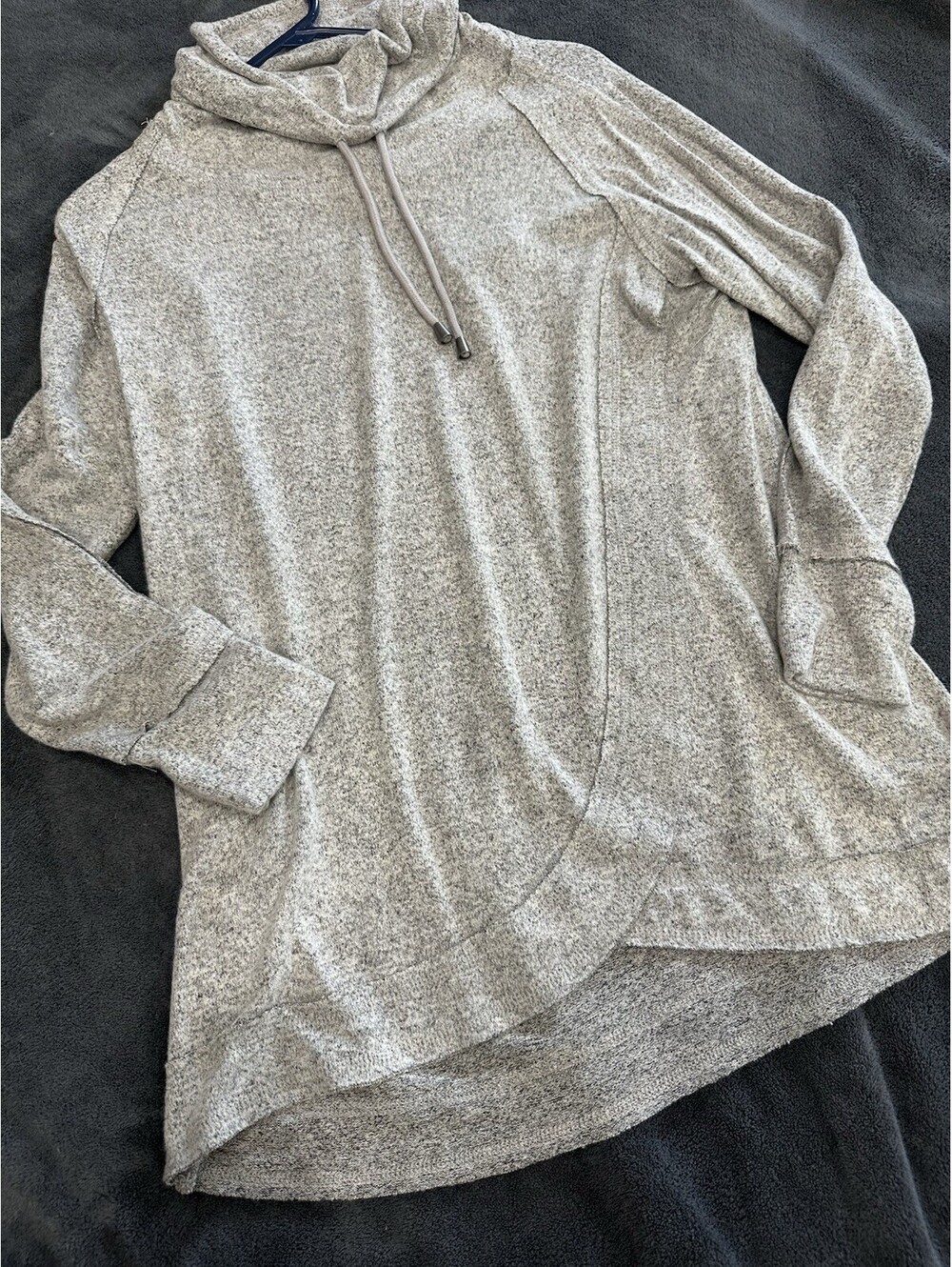 Chelsea & Theodore Women's Gray Cowl Neck Drawstring Pullover Sweatshirt S